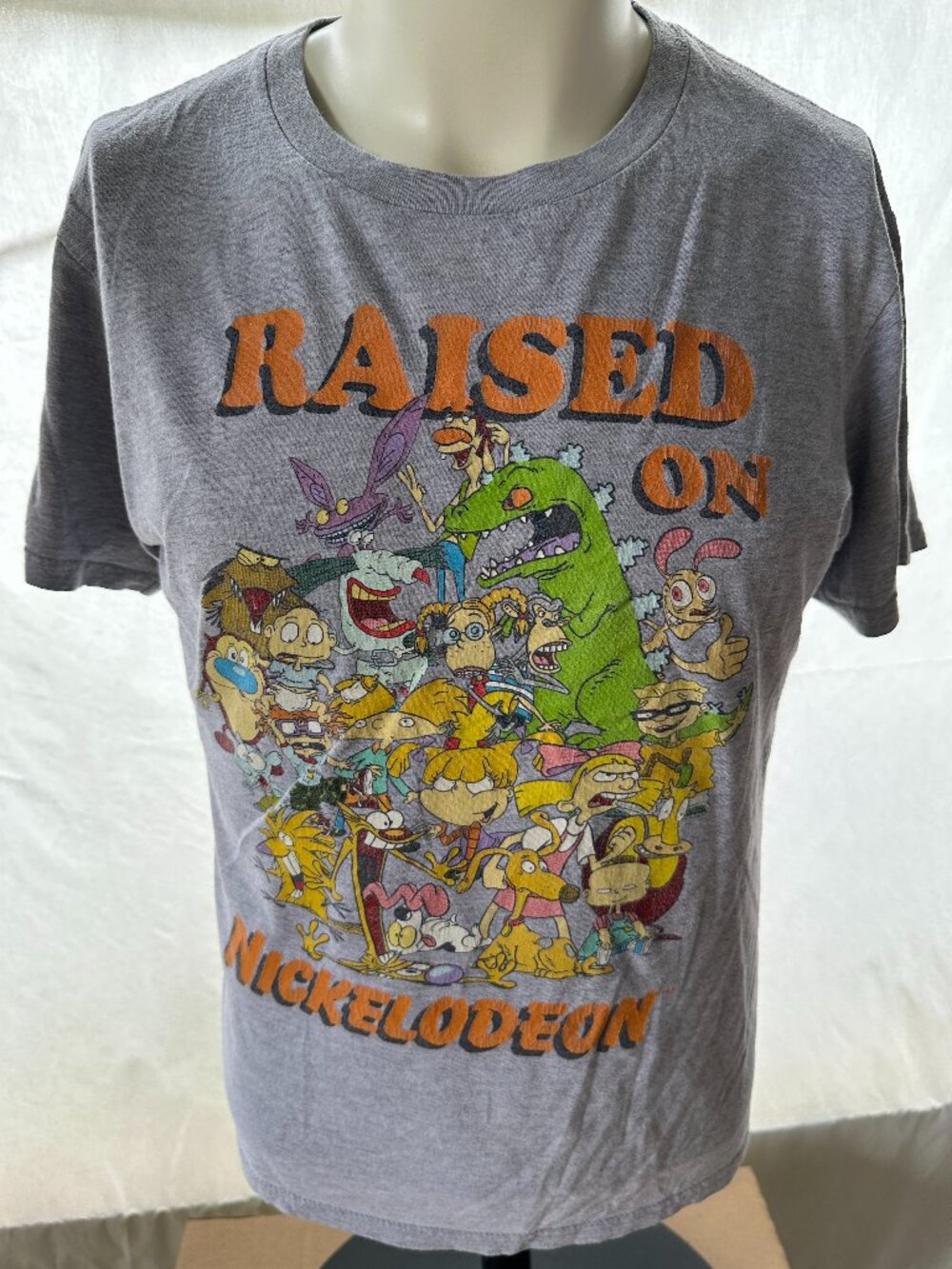 Nickelodeon Rugrats Ren & Stimpy Hey Arnold SpongeBob Men's Gray T Shirt Medium